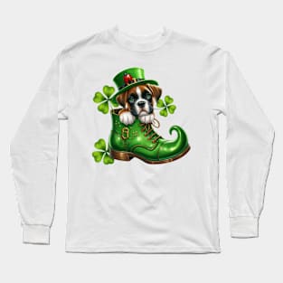 Boxer Dog Shoes For Patricks Day Long Sleeve T-Shirt